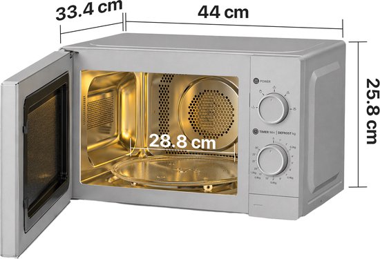 Heinner Mikrowelle HMW-MD20MSL – freistehend – 20 Liter – 700W – Silber – Bild 3
