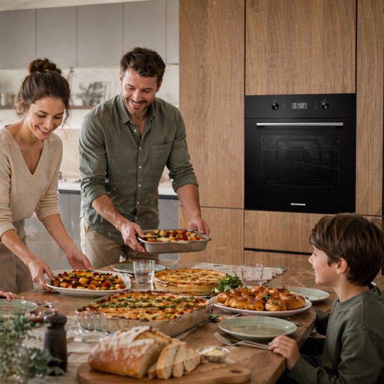 Heinner Einbaubackofen HBO-M7010GCDRP-GBK – 70 L – pyrolytische Selbstreinigung – Heißluft, Grill, Fermentation – Bild 6