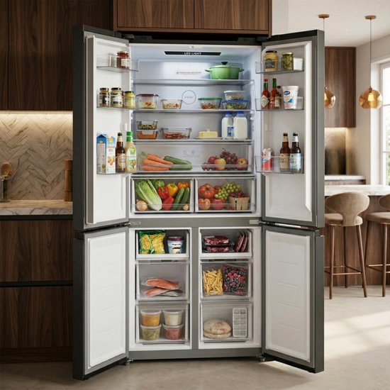Heinner amerikanischer Side-by-Side Kühlschrank HSBS-M515MDINVHGBKE – 515 L – No Frost – Inverter – Schwarzes Glas – Bild 4