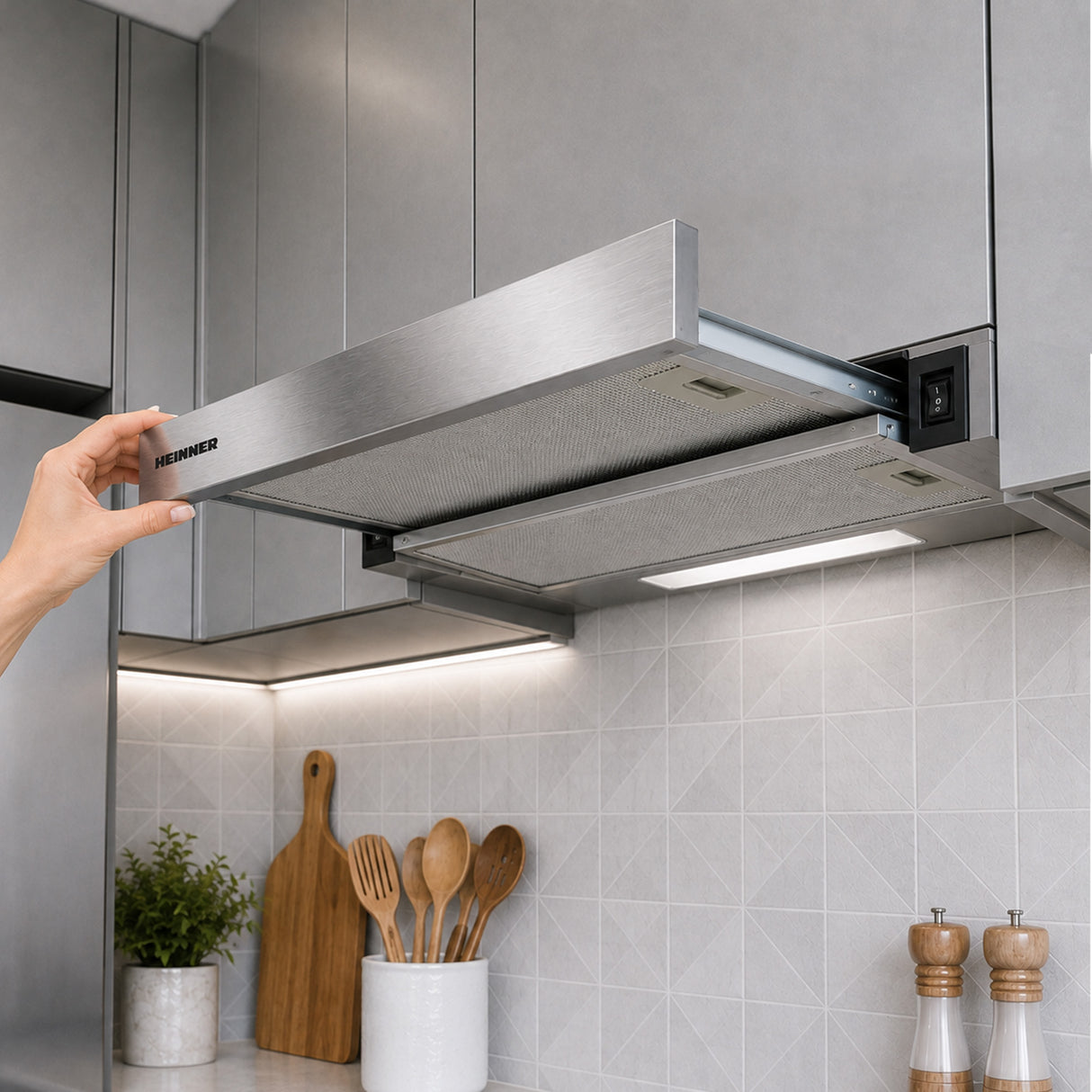 Heinner HTCH-F400IX Dunstabzugshaube – Energieeffizienzklasse B – Inox – Bild 7