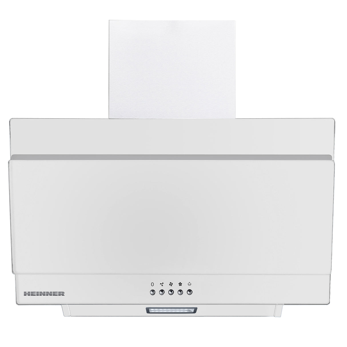 Heinner DCH-350RGWH Dunstabzugshaube, schräges Design – 60 cm – 3 Geschwindigkeiten – Drucktastensteuerung – Produktfoto