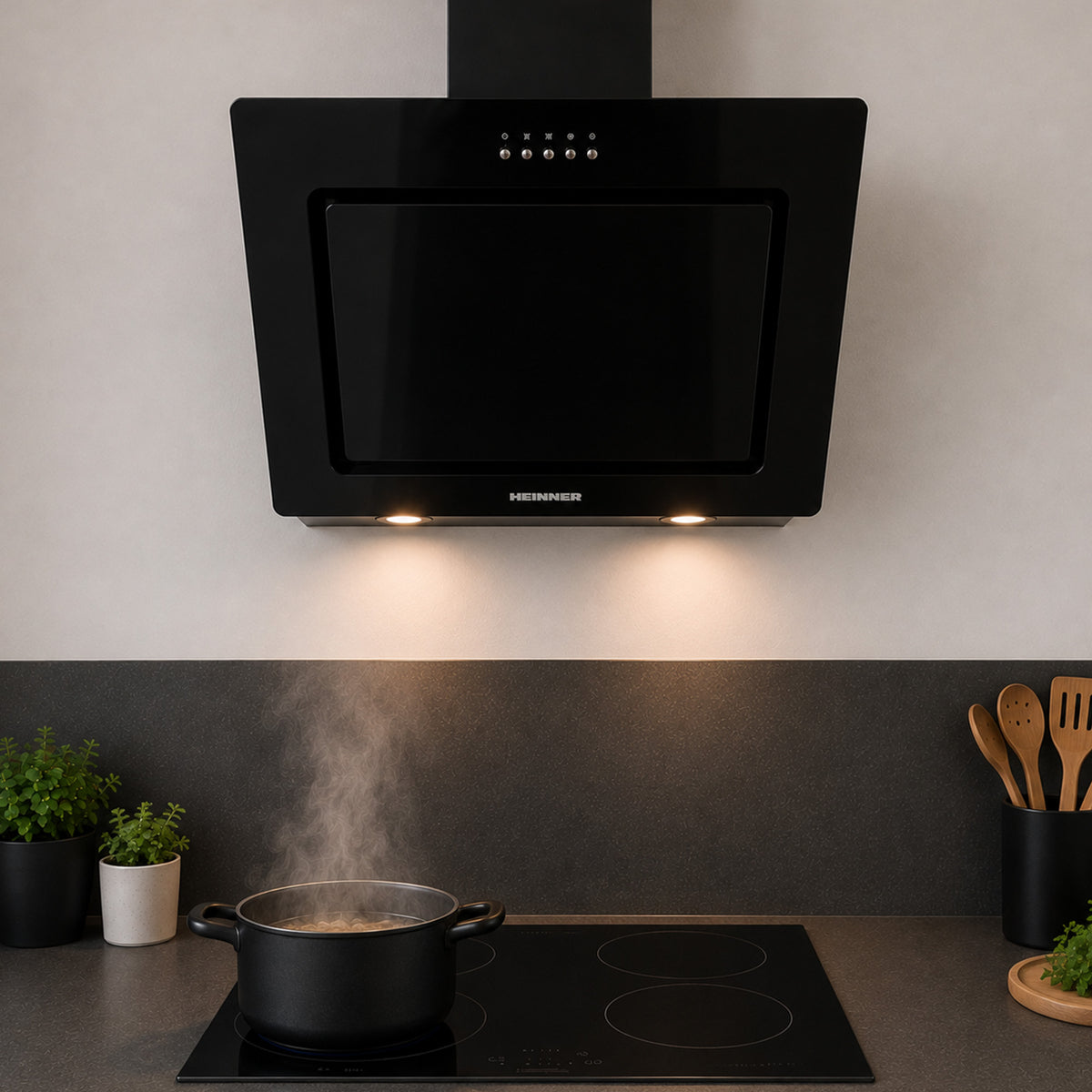 Heinner DCH-650RGBK Dunstabzugshaube schräg – 60 cm – 3 Geschwindigkeiten – schwarz – Bild 5