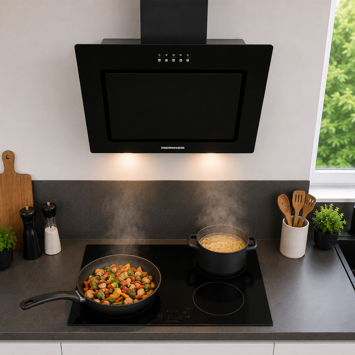 Heinner DCH-650RGBK Dunstabzugshaube schräg – 60 cm – 3 Geschwindigkeiten – schwarz – Bild 8