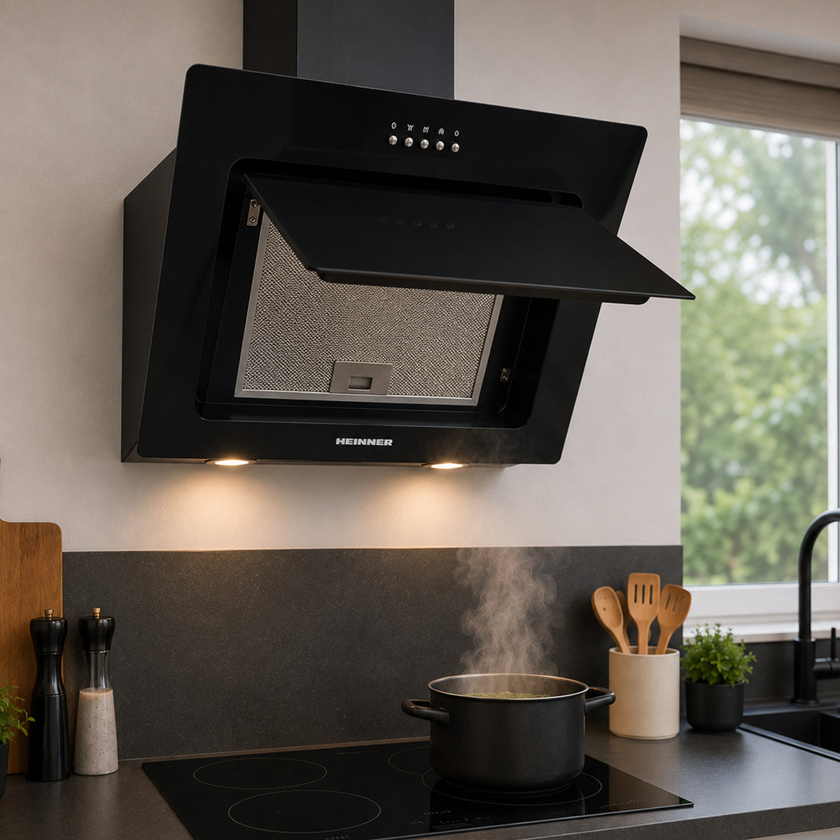 Heinner DCH-650RGBK Dunstabzugshaube schräg – 60 cm – 3 Geschwindigkeiten – schwarz – Bild 9