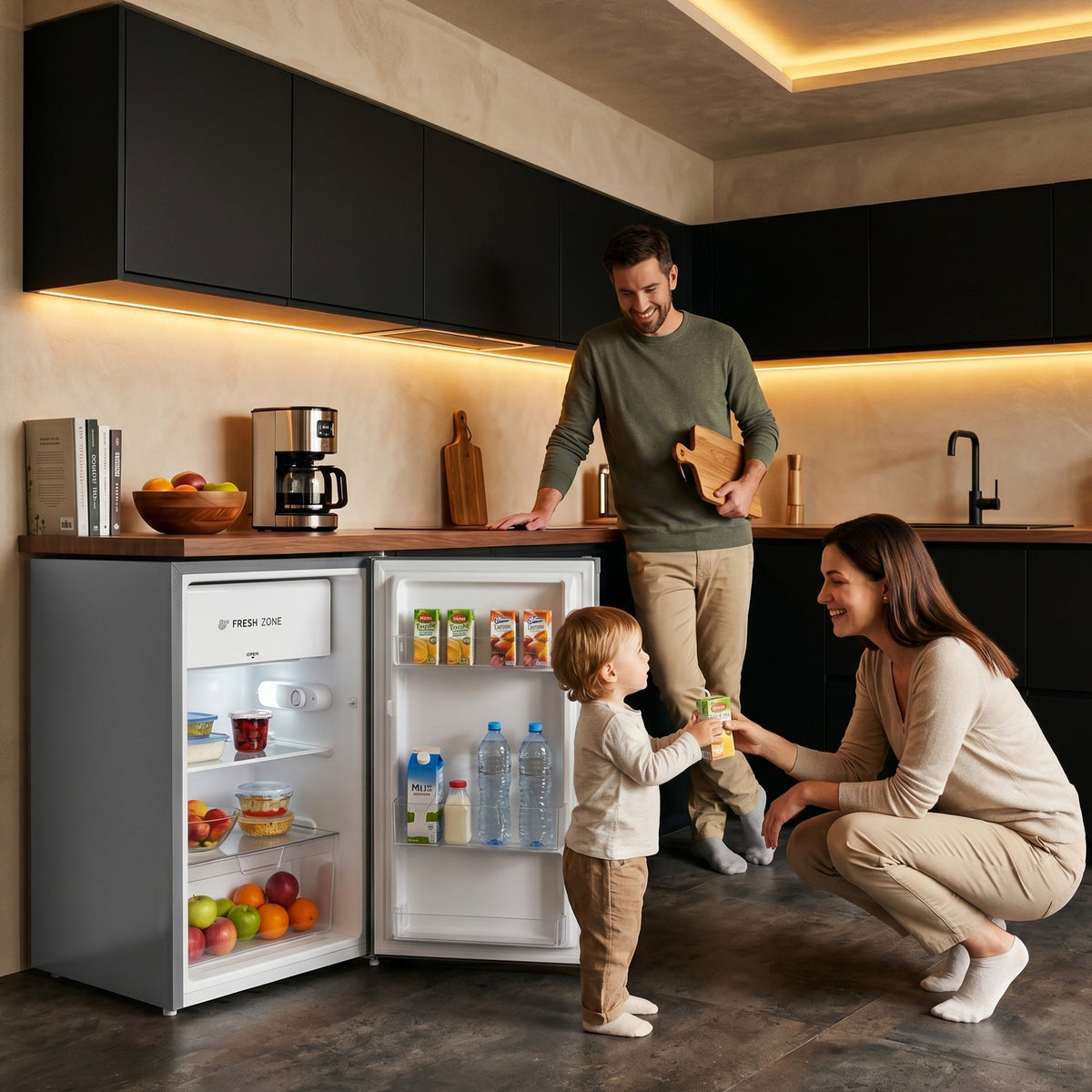 Heinner Tischkühlschrank HF-HS94SE – 94 Liter – LED-Beleuchtung – Bild 9