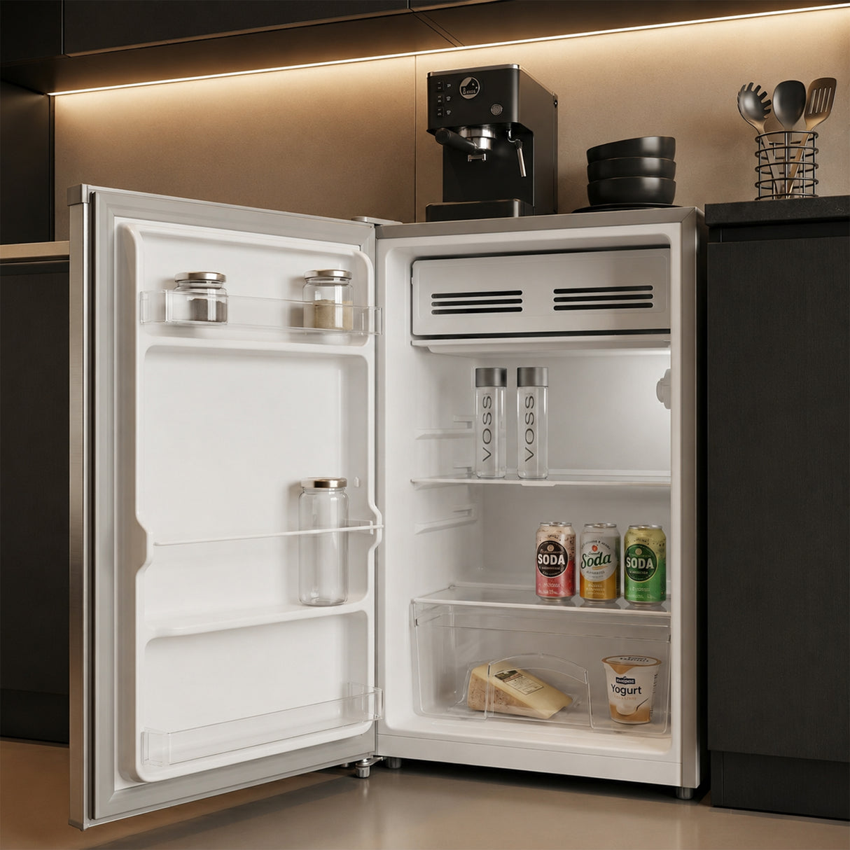 Tischkühlschrank Heinner HF-HM90SE – 90 Liter – LED-Beleuchtung – Wendetür – Energieeffizienzklasse E – Bild 8
