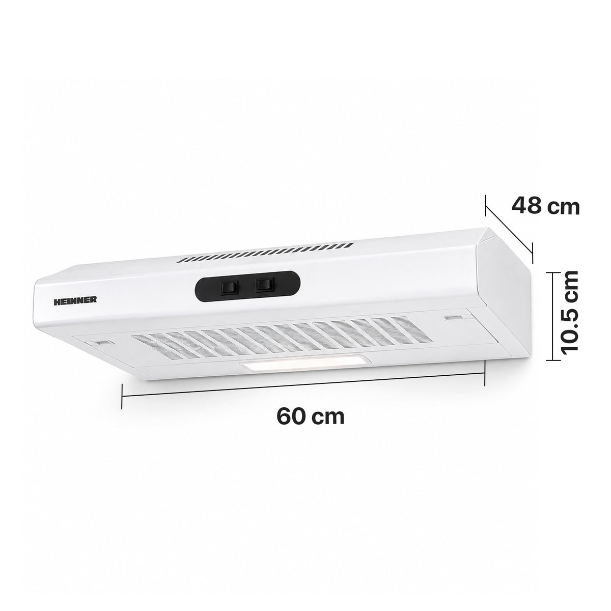 Heinner CH-MD200WH Unterbau-Dunstabzugshaube – 60 cm – 2 Geschwindigkeiten – weiß – Bild 3