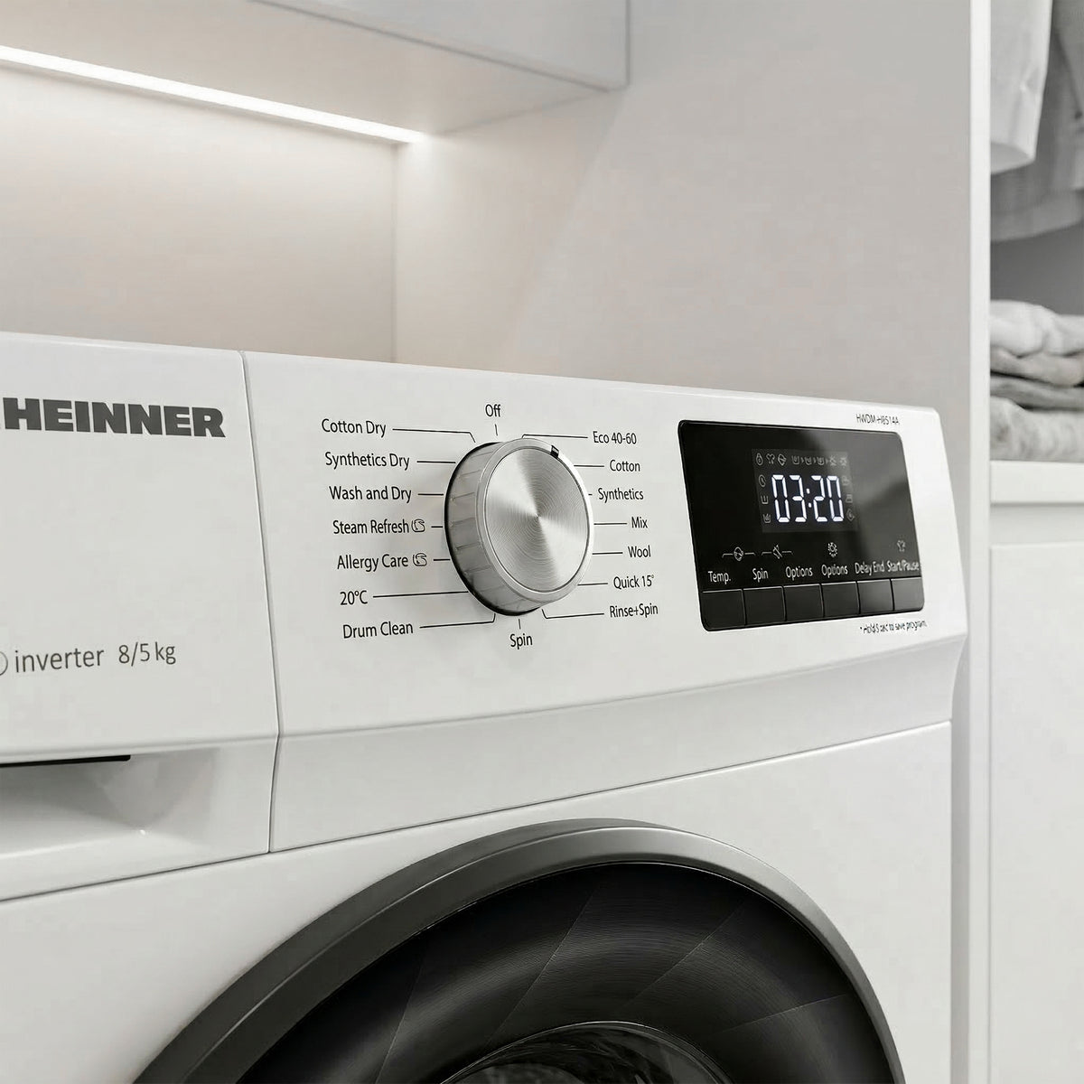 Heinner Waschtrockner HWDM-H8514A – 8/5 kg – 1400 U/min – Energieeffizienzklasse D – Bedienfeld