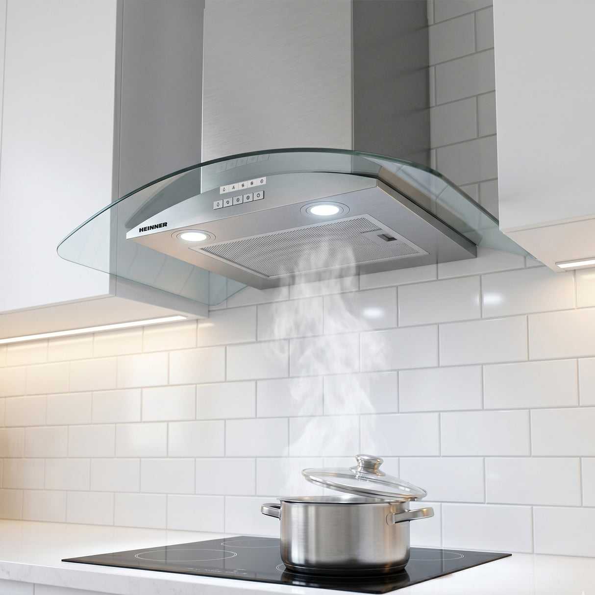 Heinner Dunstabzugshaube HDCH-MD800GIX – 60 cm – Edelstahl – LED-Beleuchtung – 3 Geschwindigkeiten – Bild 5