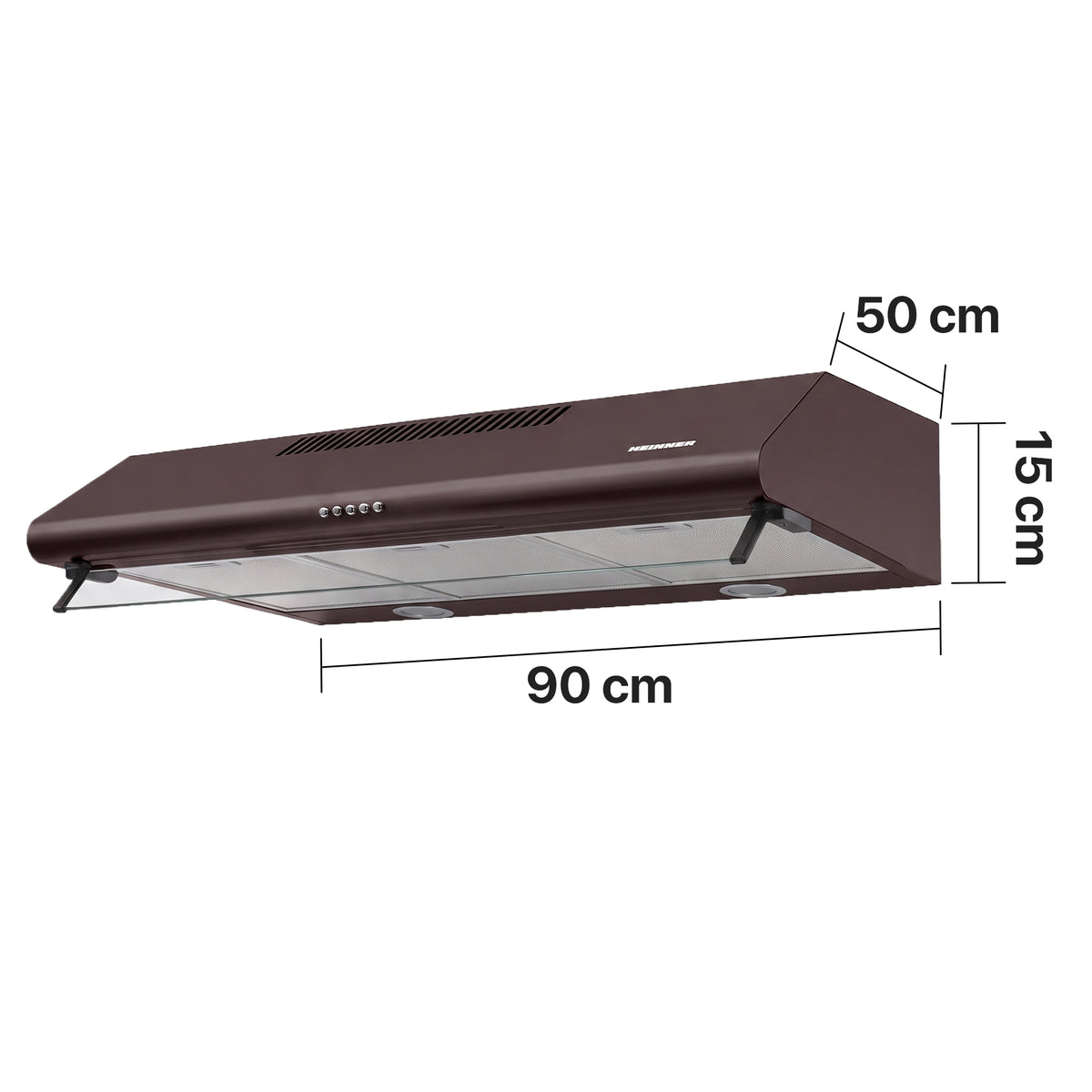 Heinner Dunstabzugshaube HCH-490-BRW – Wandmontage – 90 cm – Edelstahl – LED-Beleuchtung – 3 Geschwindigkeiten – Bild 4