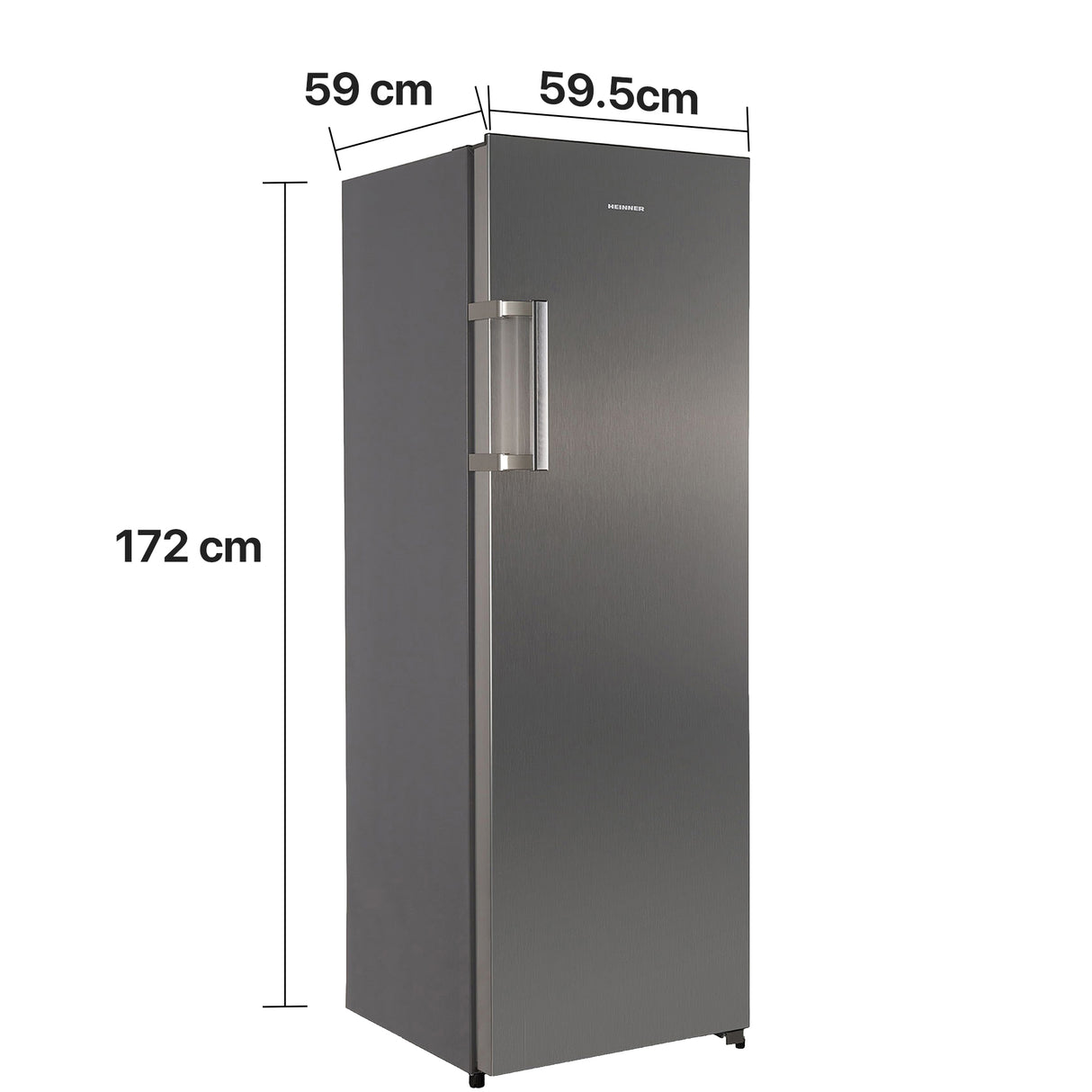 Gefrierschrank Heinner HFF-HS240NFXE – 240 Liter – No Frost – Inverter-Kompressor – Schnellgefrierfunktion – Maßzeichnung