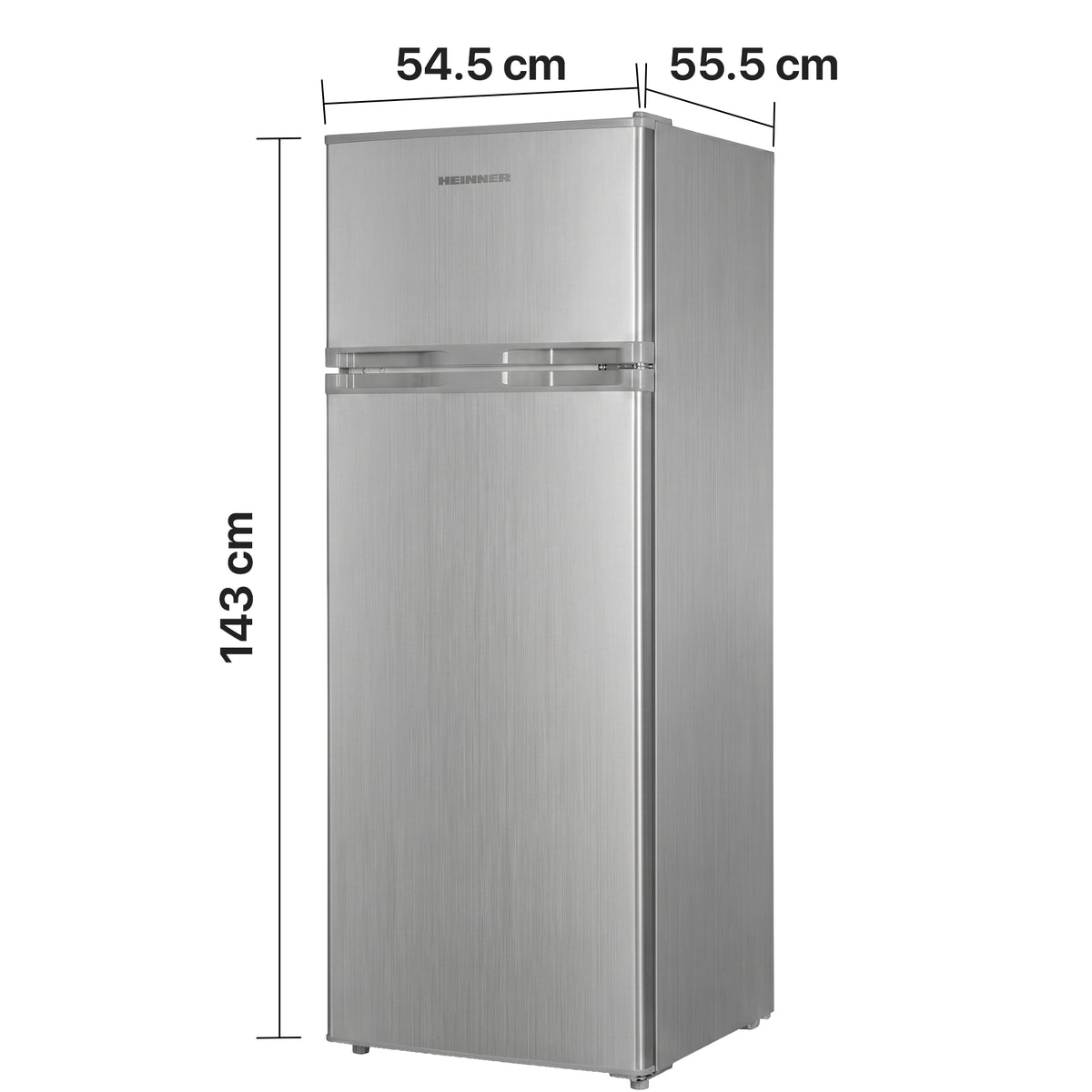 Heinner Kühl-Gefrierkombination HF-H2206SE – 206 Liter – Energieeffizienzklasse E – Maßzeichnung