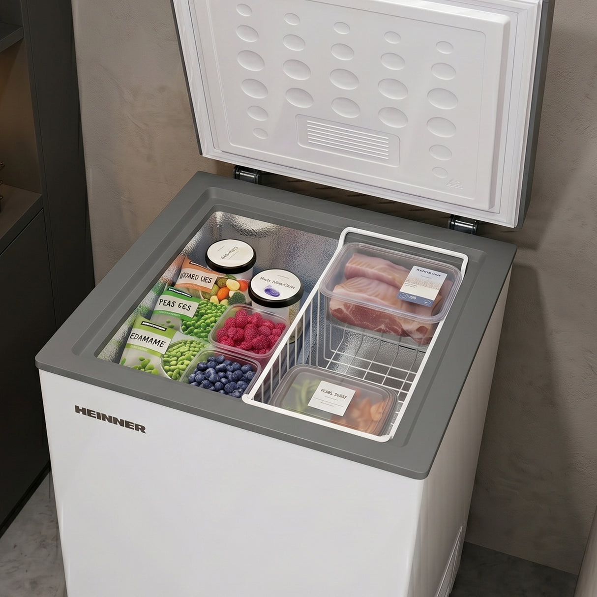 Heinner Gefriertruhe HCF-HM100CSE – 98 Liter – umrüstbar – Schnellgefrierfunktion – Bild 9