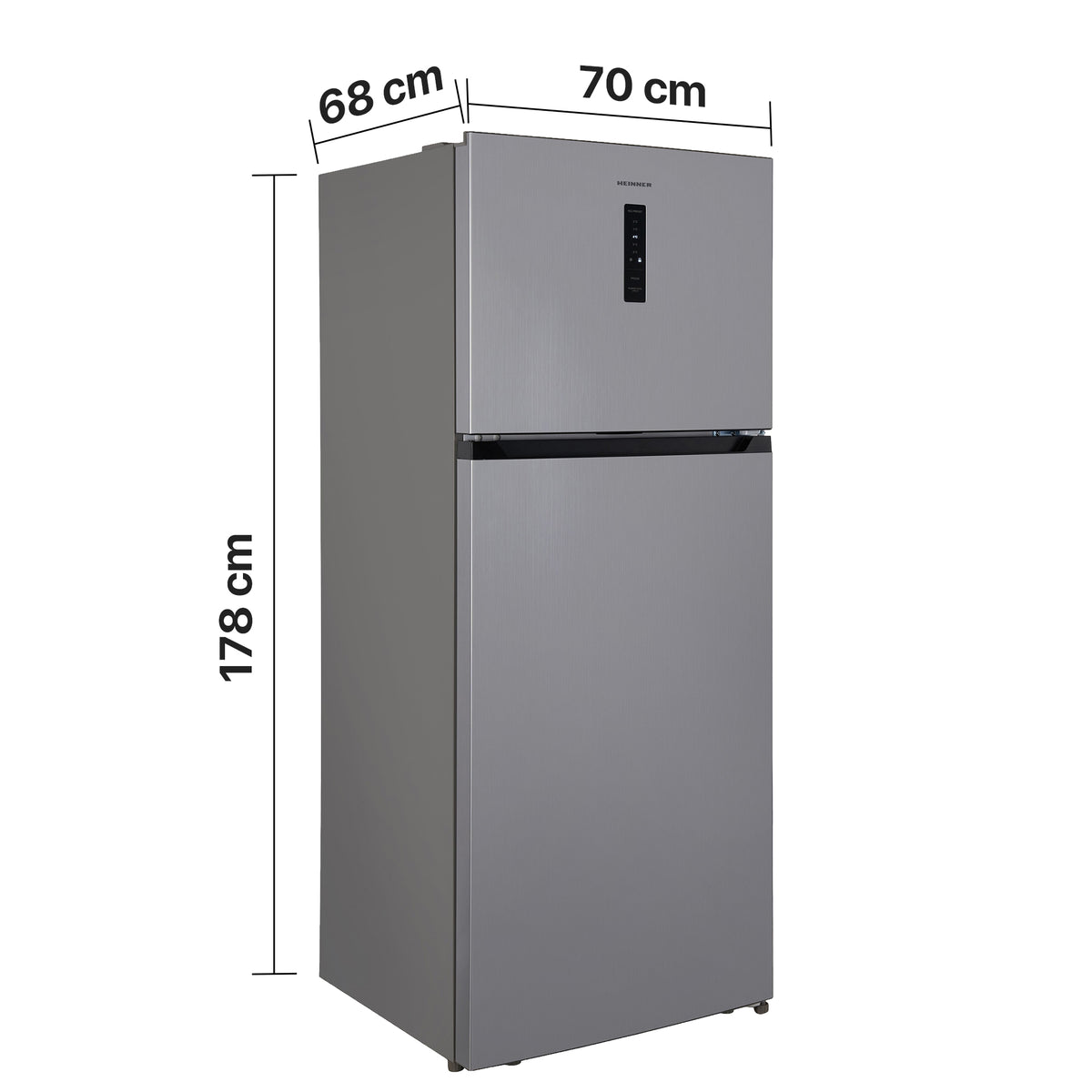 Heinner Kühl-Gefrierkombination HF-HM415NFSE – 415 Liter – Full No Frost – Inverter Kompressor – Maßzeichnung
