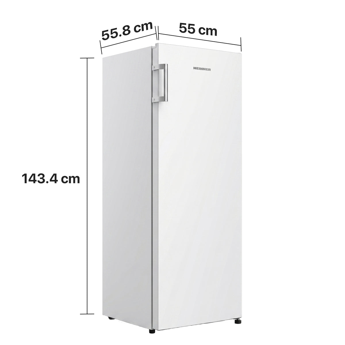 Heinner Gefrierschrank HFF-HS165E – 165 Liter – Energieeffizienzklasse E – Maßzeichnung