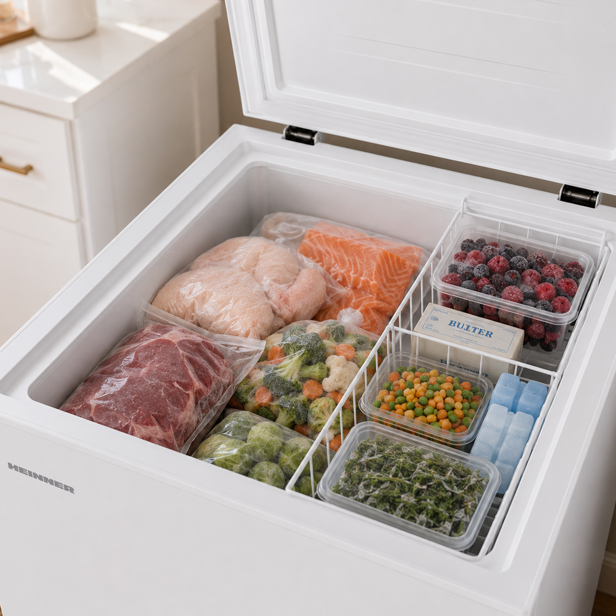 Heinner Gefriertruhe HCF-HS142E – 142 Liter – Schnellgefrierfunktion – Energieeffizienzklasse E – Bild 9