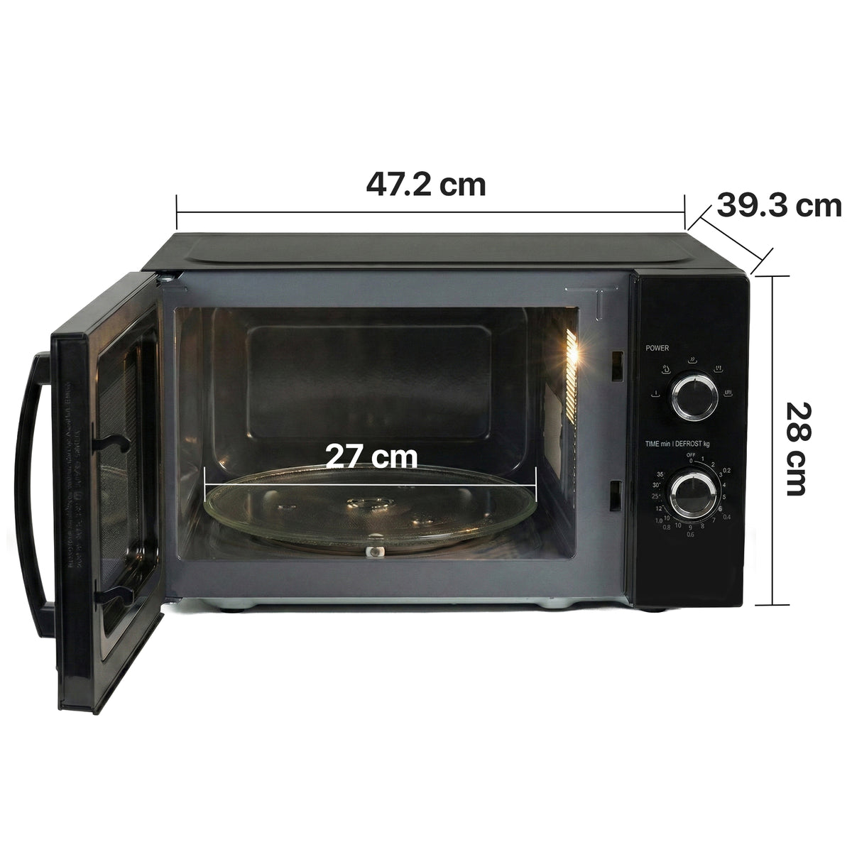 Heinner Mikrowelle HMW-MD25MBK – 25 Liter – 800 W – 5 Leistungsstufen – Schwarz – Bild 3