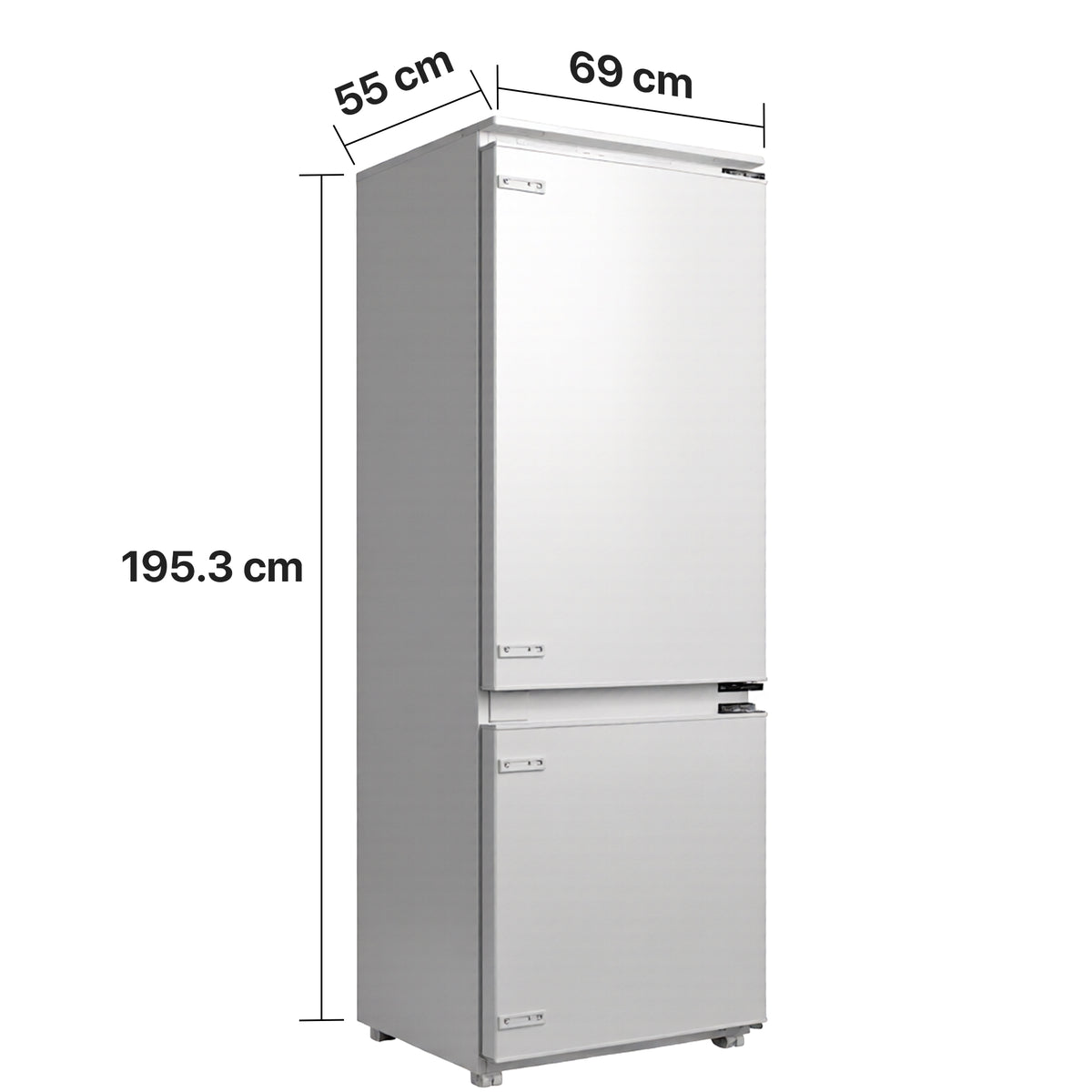 Heinner HCNF-BIM403INVD Einbau-Kühl-Gefrierkombination – 403 Liter – No Frost – Inverter-Kompressor – Maßzeichnung