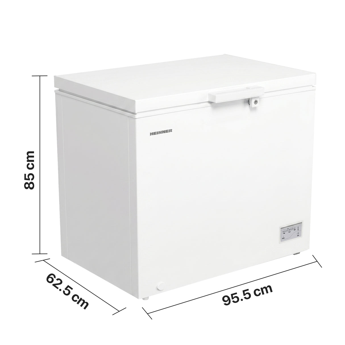 Heinner Gefriertruhe HCF-HM246INVCD – 246 Liter – umwandelbar – Energieeffizienzklasse D – Maßzeichnung