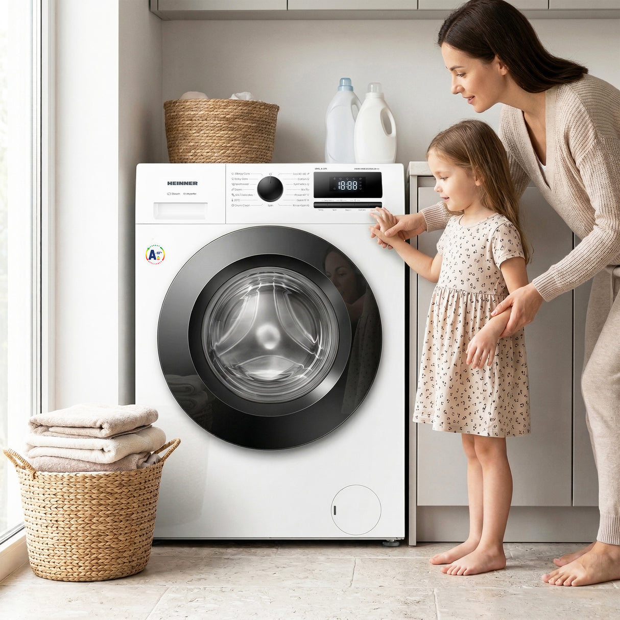 Heinner HWM-HME1014IVA10+++ Waschmaschine 10 kg – 1400 U/min – Inverter – A-10% – Allergy & Baby Steam – Weiß – Bild 11