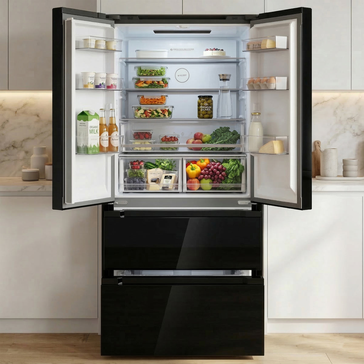 Heinner HCFD-M516INVHGBKE French Door Amerikanischer Kühlschrank – 516 L – No Frost – Schwarz – Bild 8