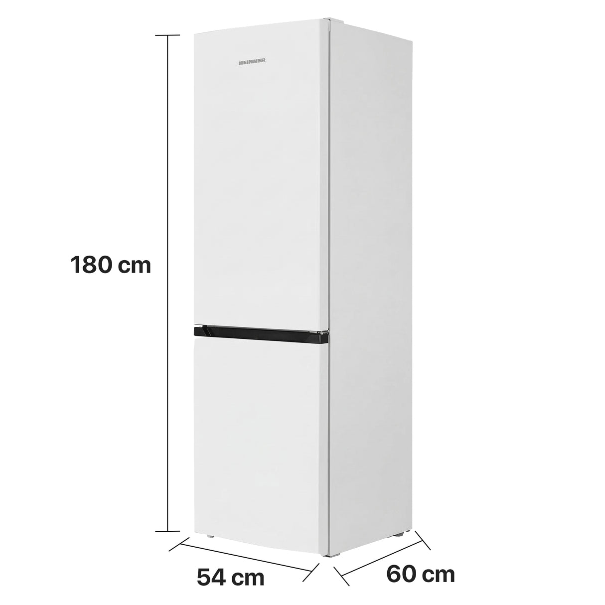 Heinner Kühl-Gefrierkombination HCNF-HM253E – 253 Liter – No Frost – Energieeffizienzklasse E – Maßzeichnung