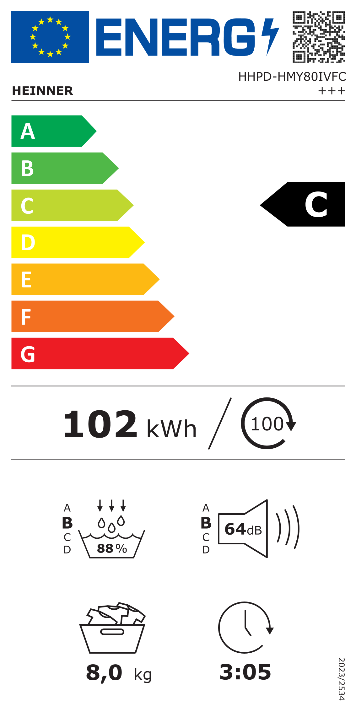 Heinner Wärmepumpentrockner HHPD-HMY80IVFC – 8 kg – Inverter – Energieeffizienzklasse C – Bild 2