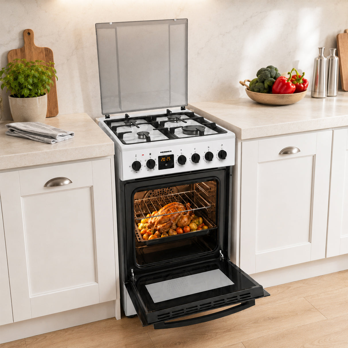 Heinner Gasherd HFSC-S65MIXFD-SL – 4 Brenner – Elektro-Ofen mit Grill – Bild 9