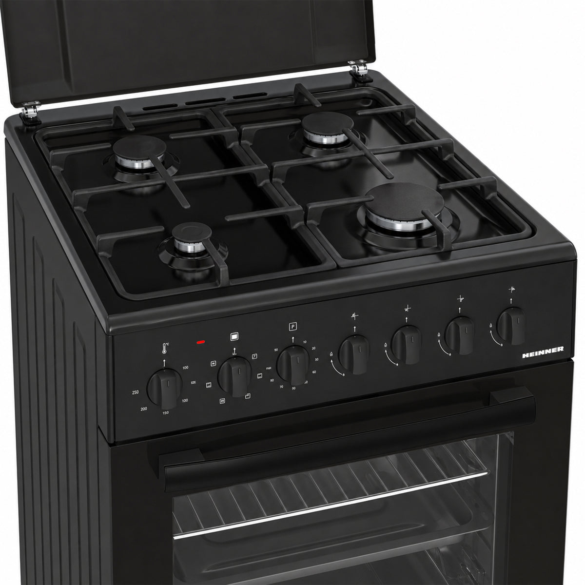 Heinner Gasherd HFSC-S60LITGC-BK – 4 Brenner – Elektro-Backofen mit Grill – Schwarz – Bild 4