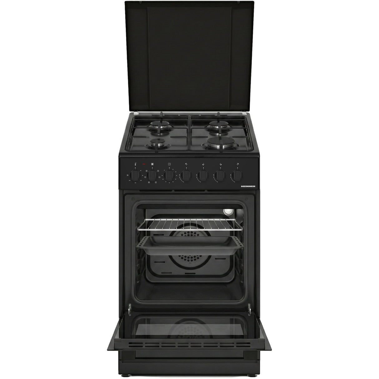 Heinner Gasherd HFSC-S60LITGC-BK – 4 Brenner – Elektro-Backofen mit Grill – Schwarz – Bild 5