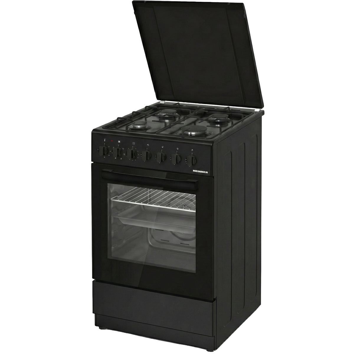 Heinner Gasherd HFSC-S60LITGC-BK – 4 Brenner – Elektro-Backofen mit Grill – Schwarz – Bild 6