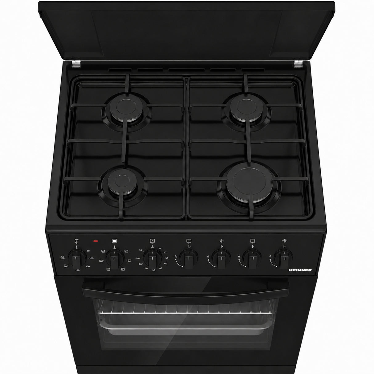 Heinner Gasherd HFSC-S60LITGC-BK – 4 Brenner – Elektro-Backofen mit Grill – Schwarz – Bild 7