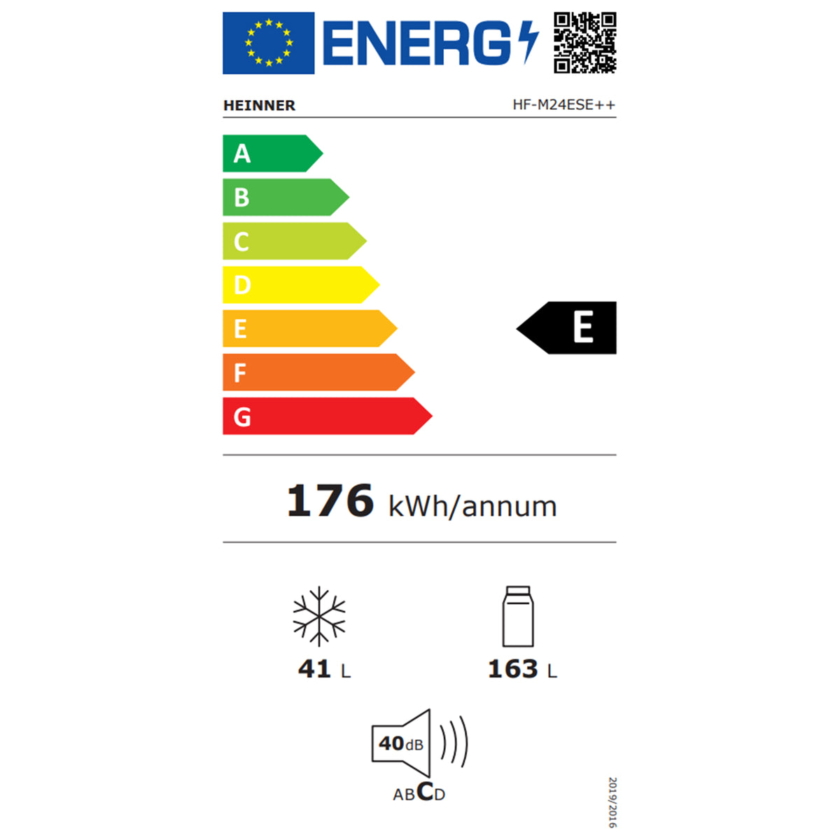 Heinner Kühl-Gefrierkombination HF-M24ESE – 204 Liter – Energieeffizienzklasse E – Energielabel