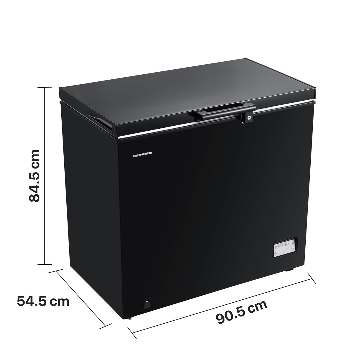 Heinner Gefriertruhe HCF-205NHBKE++ – 198 Liter – Inverter-Kompressor – Schnellgefrierfunktion – Maßzeichnung