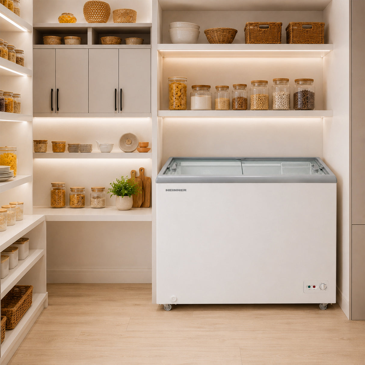 Heinner HSF-M255WHC Gefrier-/Kühlschrank – Truhe – 255 L – Glasschiebedeckel – konvertierbar – Bild 5