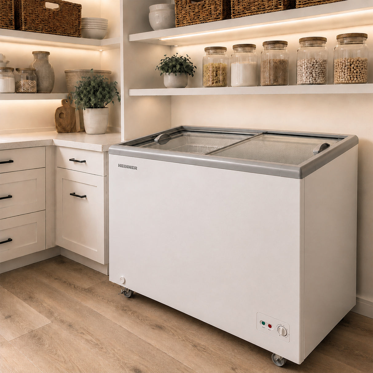 Heinner HSF-M255WHC Gefrier-/Kühlschrank – Truhe – 255 L – Glasschiebedeckel – konvertierbar – Bild 6