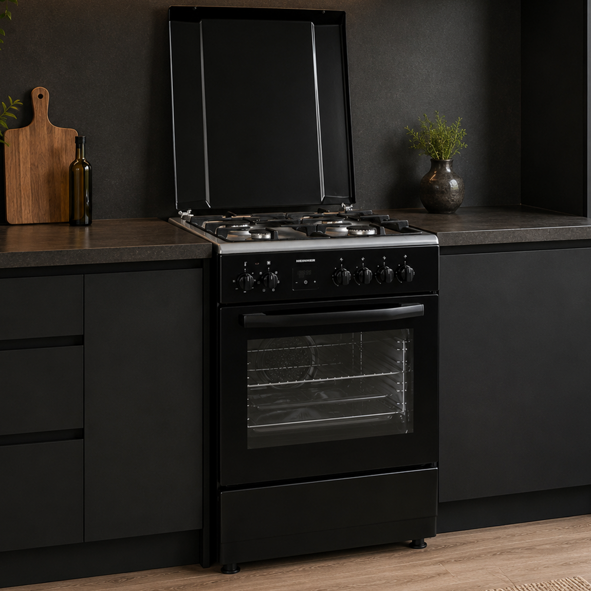 Heinner Gasherd HFSC-S66FDCC-IBK – 50 cm – 4 Kochfelder – Backofen mit 6 Funktionen und Grill – Schwarz – Bild 7