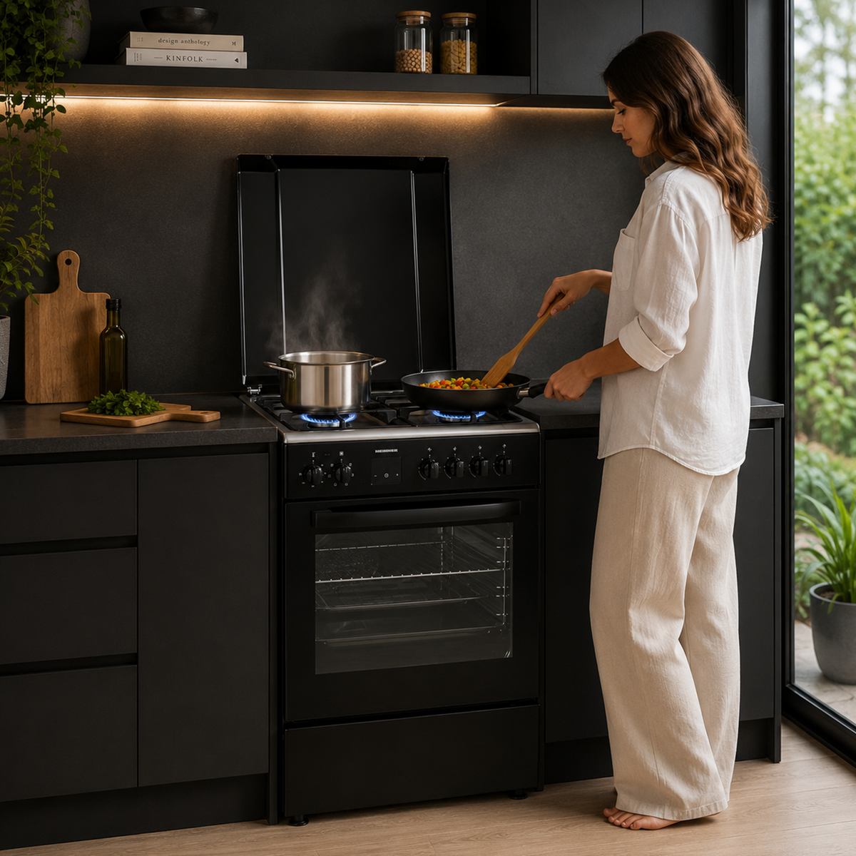 Heinner Gasherd HFSC-S66FDCC-IBK – 50 cm – 4 Kochfelder – Backofen mit 6 Funktionen und Grill – Schwarz – Bild 9