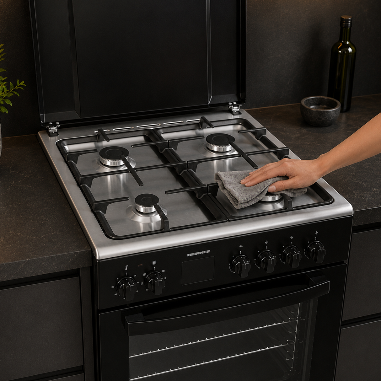 Heinner Gasherd HFSC-S66FDCC-IBK – 50 cm – 4 Kochfelder – Backofen mit 6 Funktionen und Grill – Schwarz – Bild 12