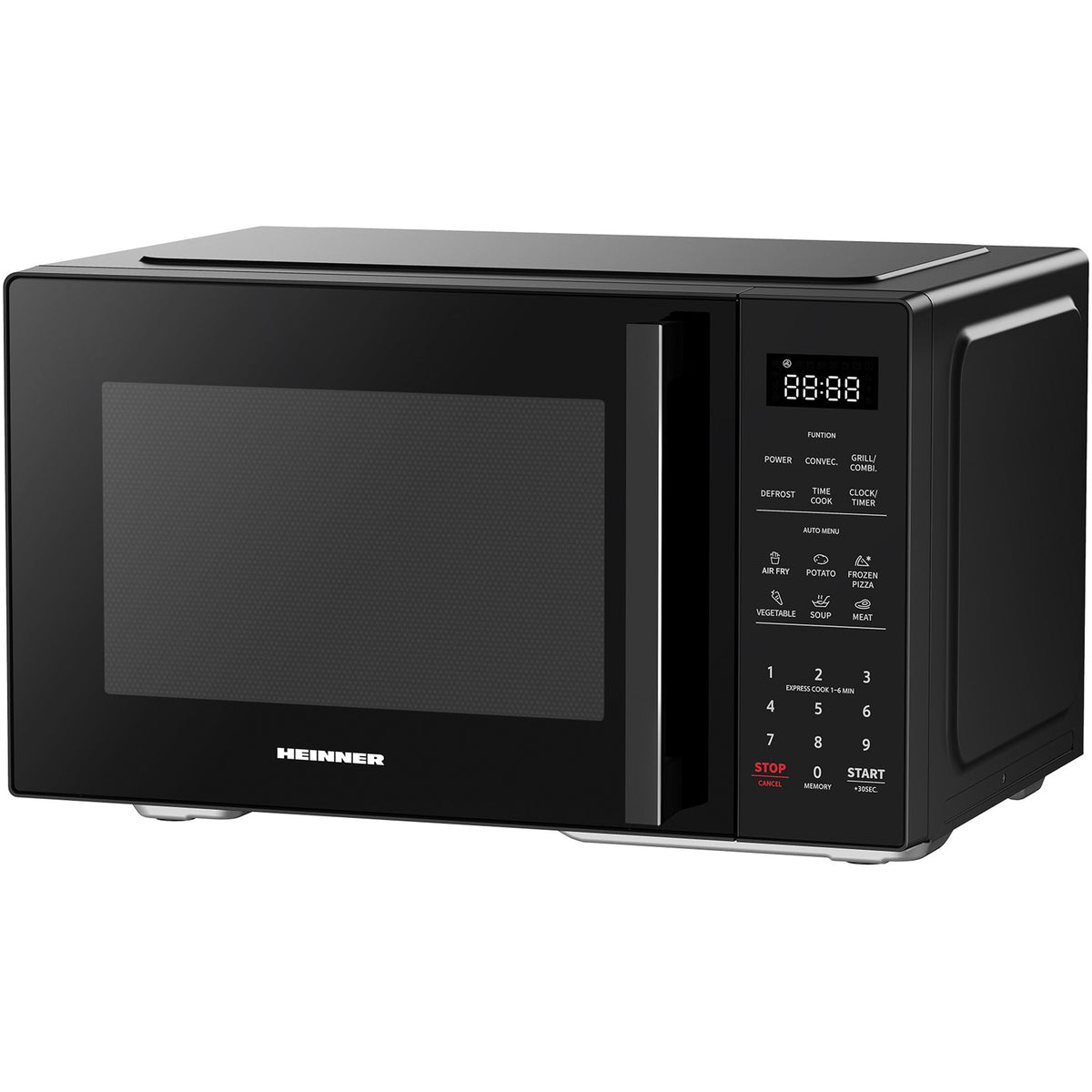 Heinner Kombi-Mikrowelle HMW-MD23AFBK – 23 Liter – AirFry – Schwarz – Bedienfeld