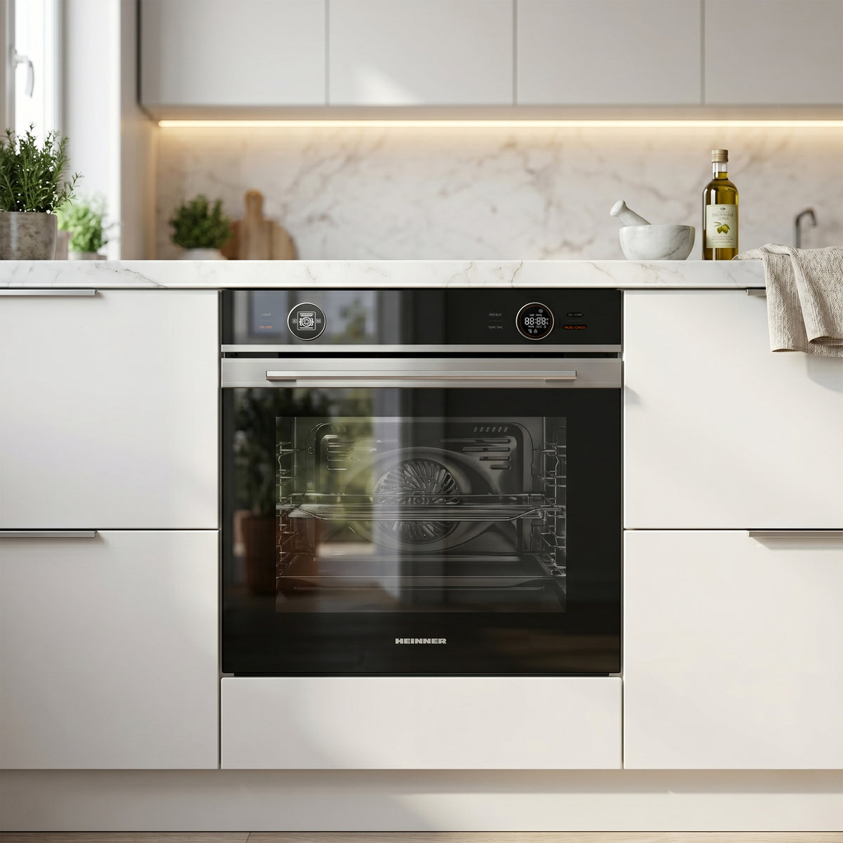 Heinner Einbauofen HBO-M7210GCDRC-GIX – 72L – Grill und Konventionell – Edelstahl mit Glas – Bild 3
