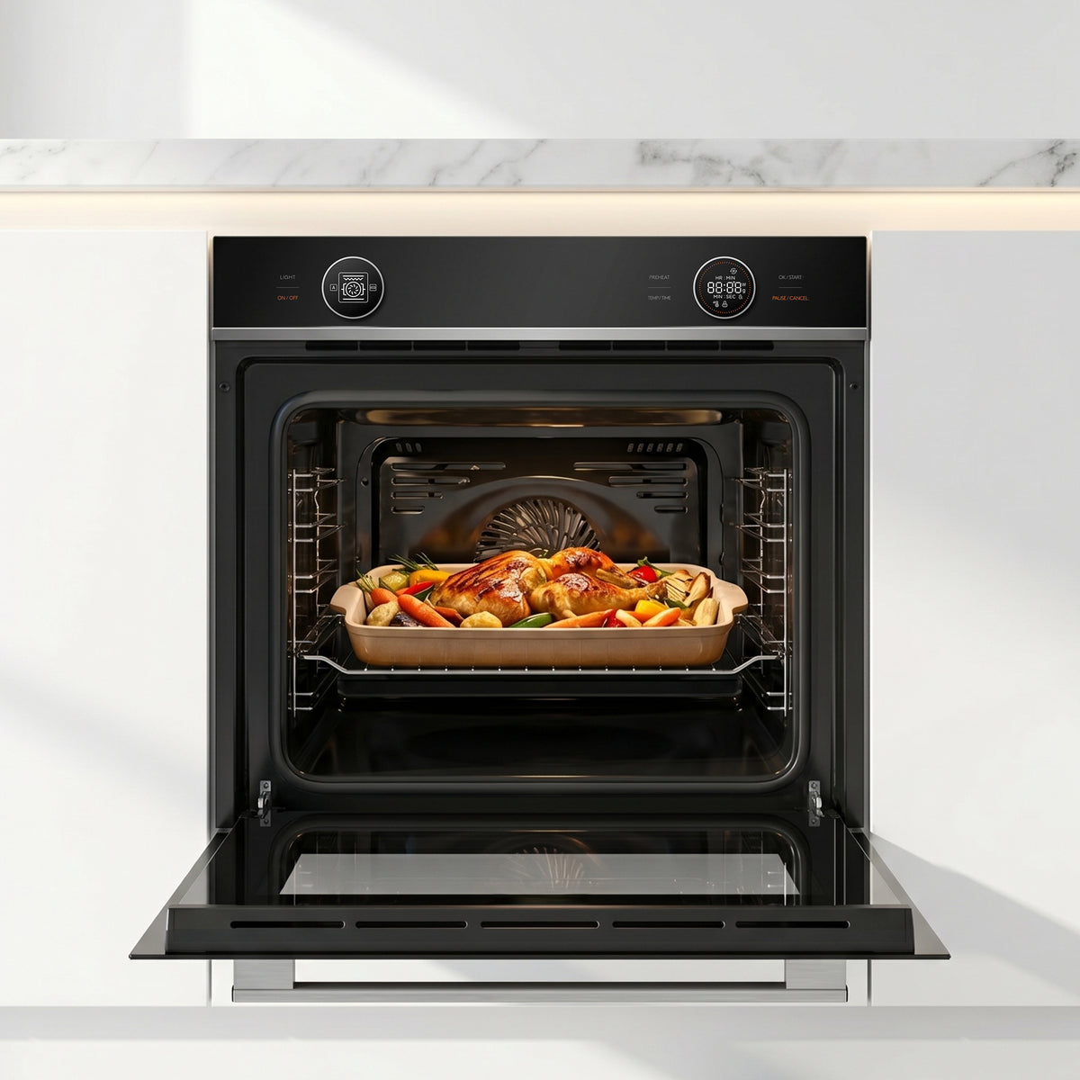 Heinner Einbauofen HBO-M7210GCDRC-GIX – 72L – Grill und Konventionell – Edelstahl mit Glas – Bild 8