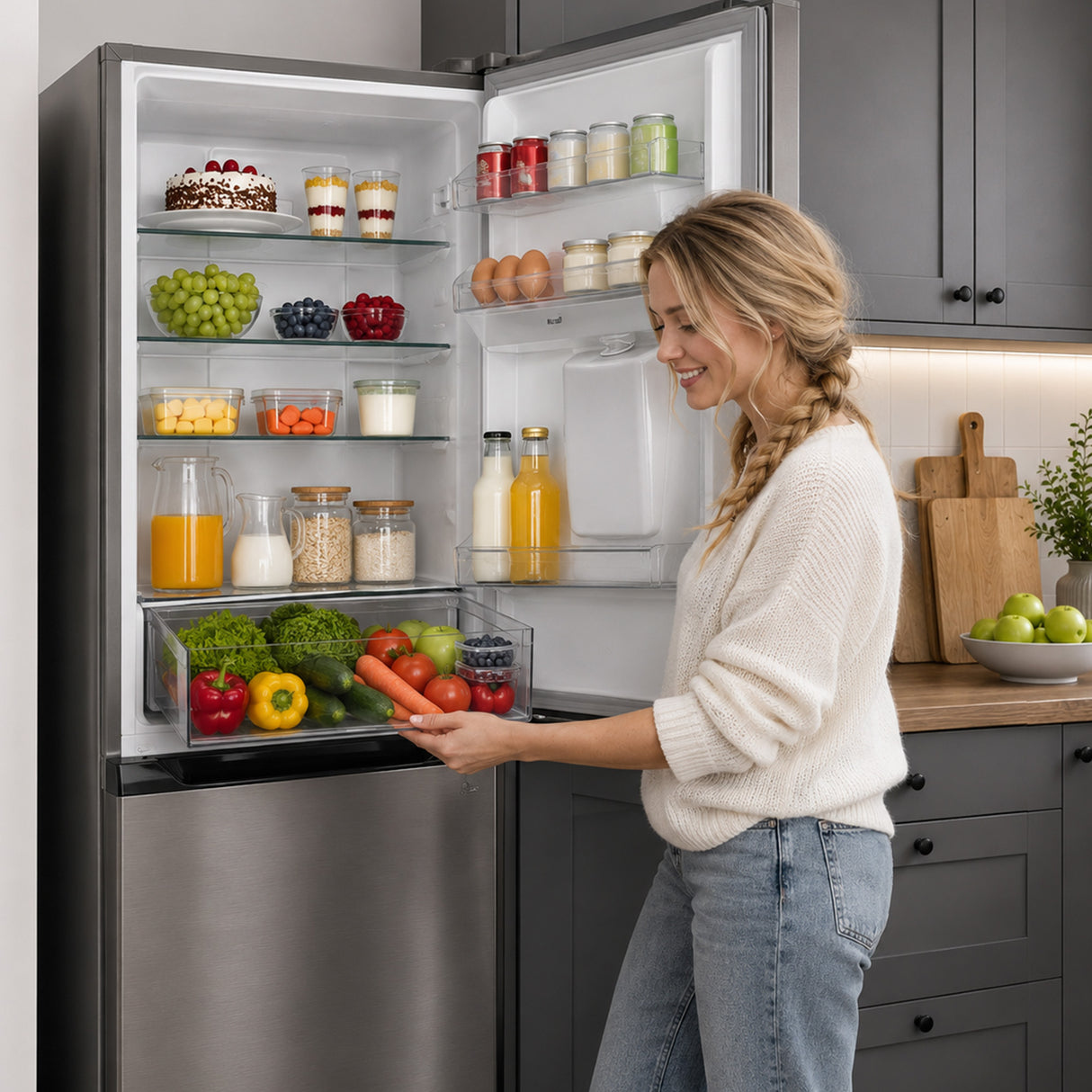 Heinner Kühl-Gefrierkombination HCNF-HM291INVXWDE – 291 L – No Frost – Inverter – Wasserspender – Edelstahl – 5 – Bild 8