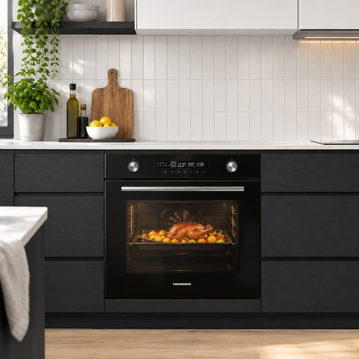 Heinner Einbau-Backofen HBO-M7212GCDRP-GBK – 72 Liter – 60 cm – Schwarzglas – Bild 5