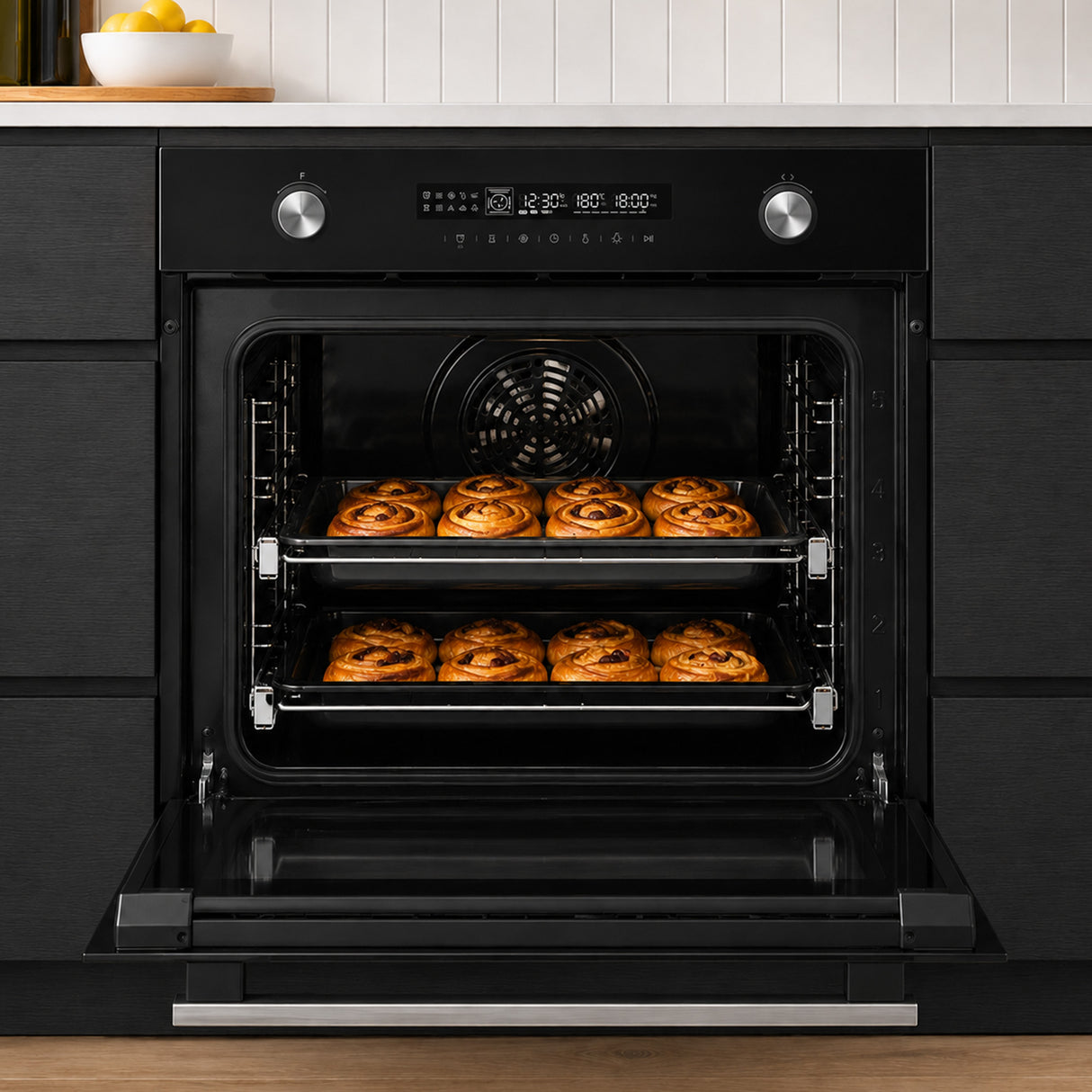 Heinner Einbau-Backofen HBO-M7212GCDRP-GBK – 72 Liter – 60 cm – Schwarzglas – Bild 6
