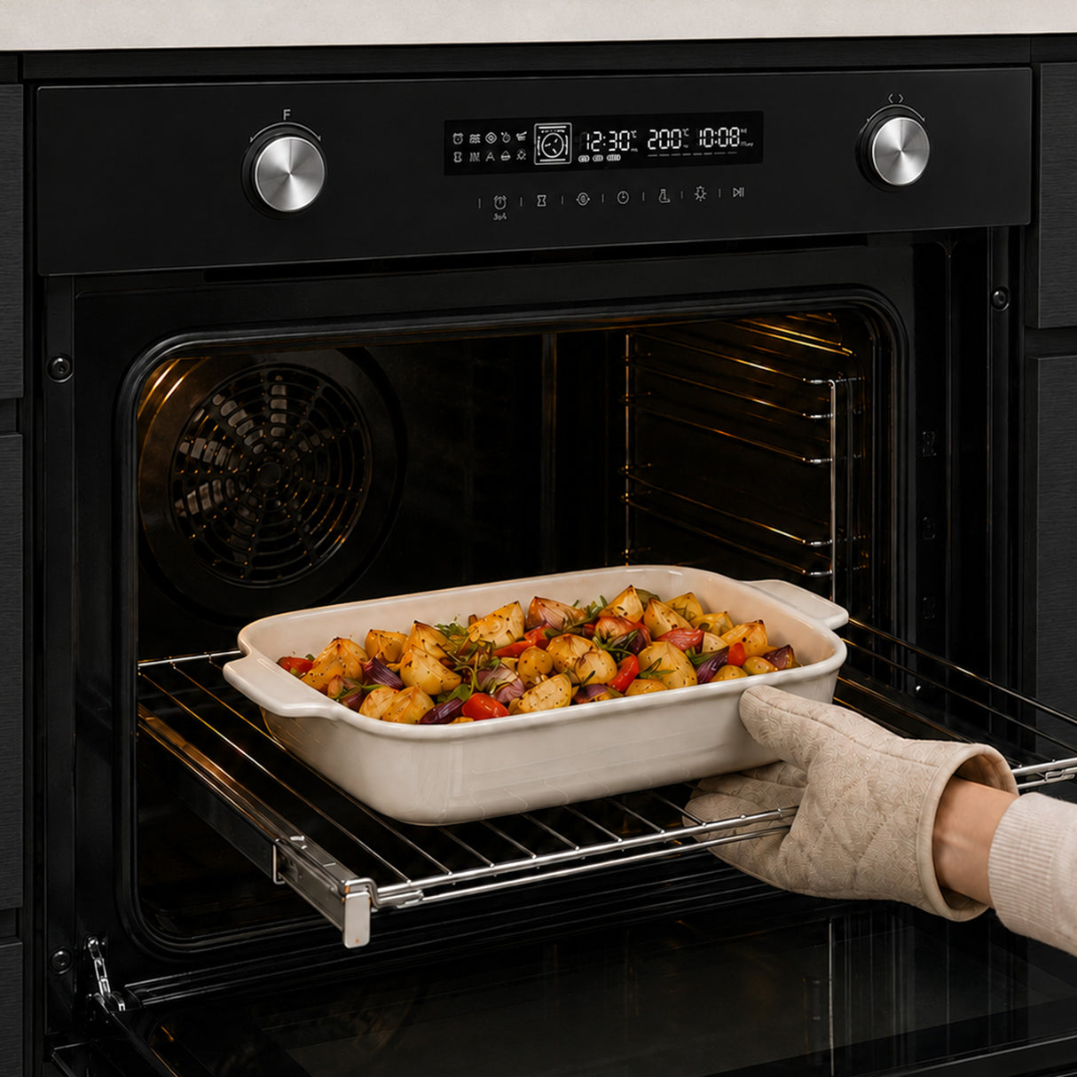 Heinner Einbau-Backofen HBO-M7212GCDRP-GBK – 72 Liter – 60 cm – Schwarzglas – Bild 8
