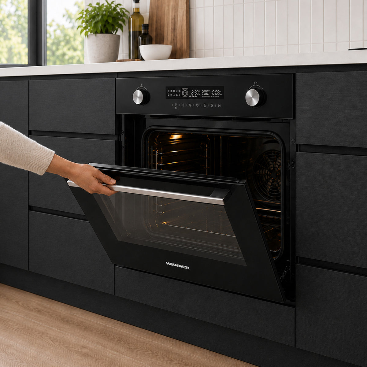 Heinner Einbau-Backofen HBO-M7212GCDRP-GBK – 72 Liter – 60 cm – Schwarzglas – Bild 9