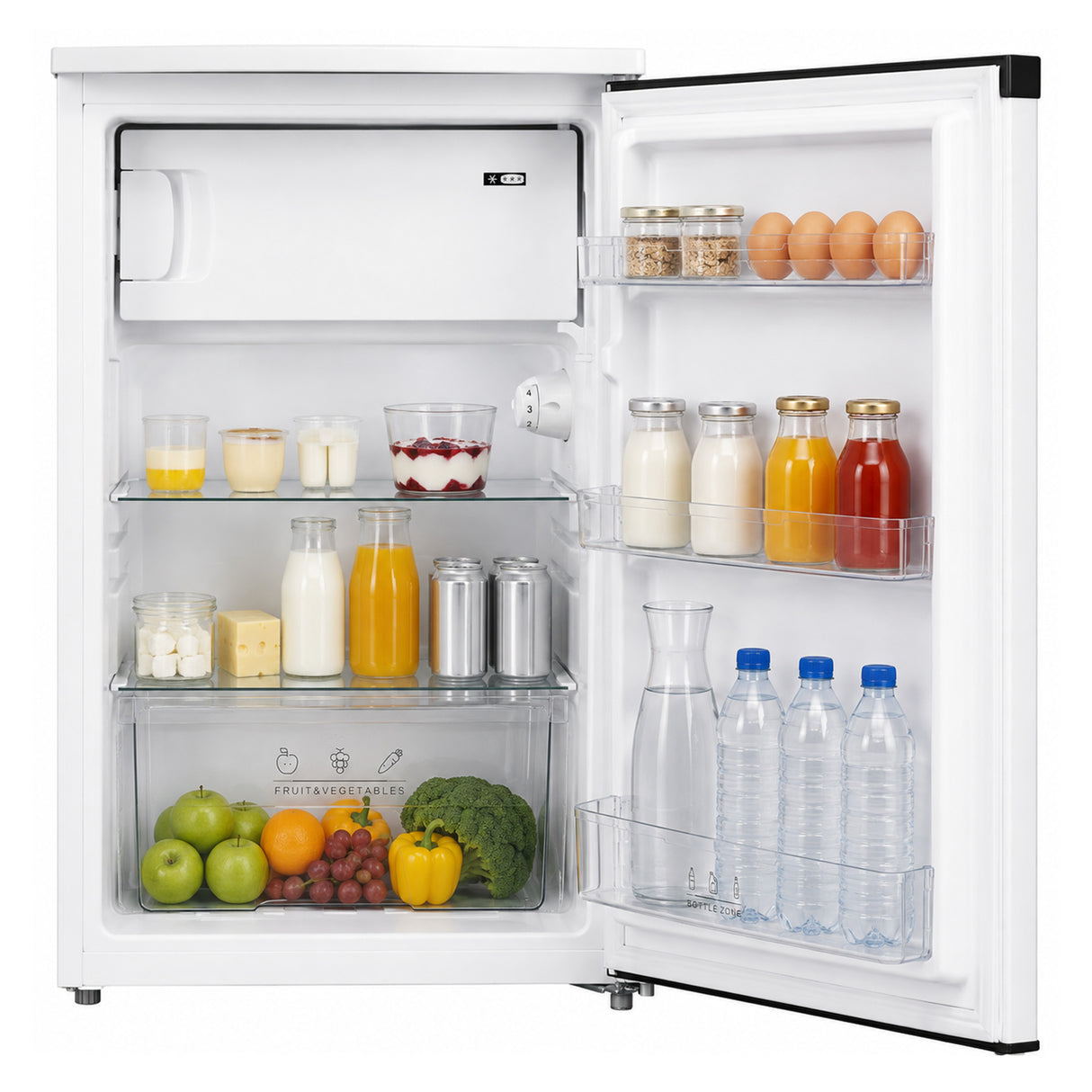 Heinner HF-M113E Tischkühlschrank – 113 L – LED-Beleuchtung – umkehrbare Tür – weiß – Energieeffizienzklasse E – Bild 4
