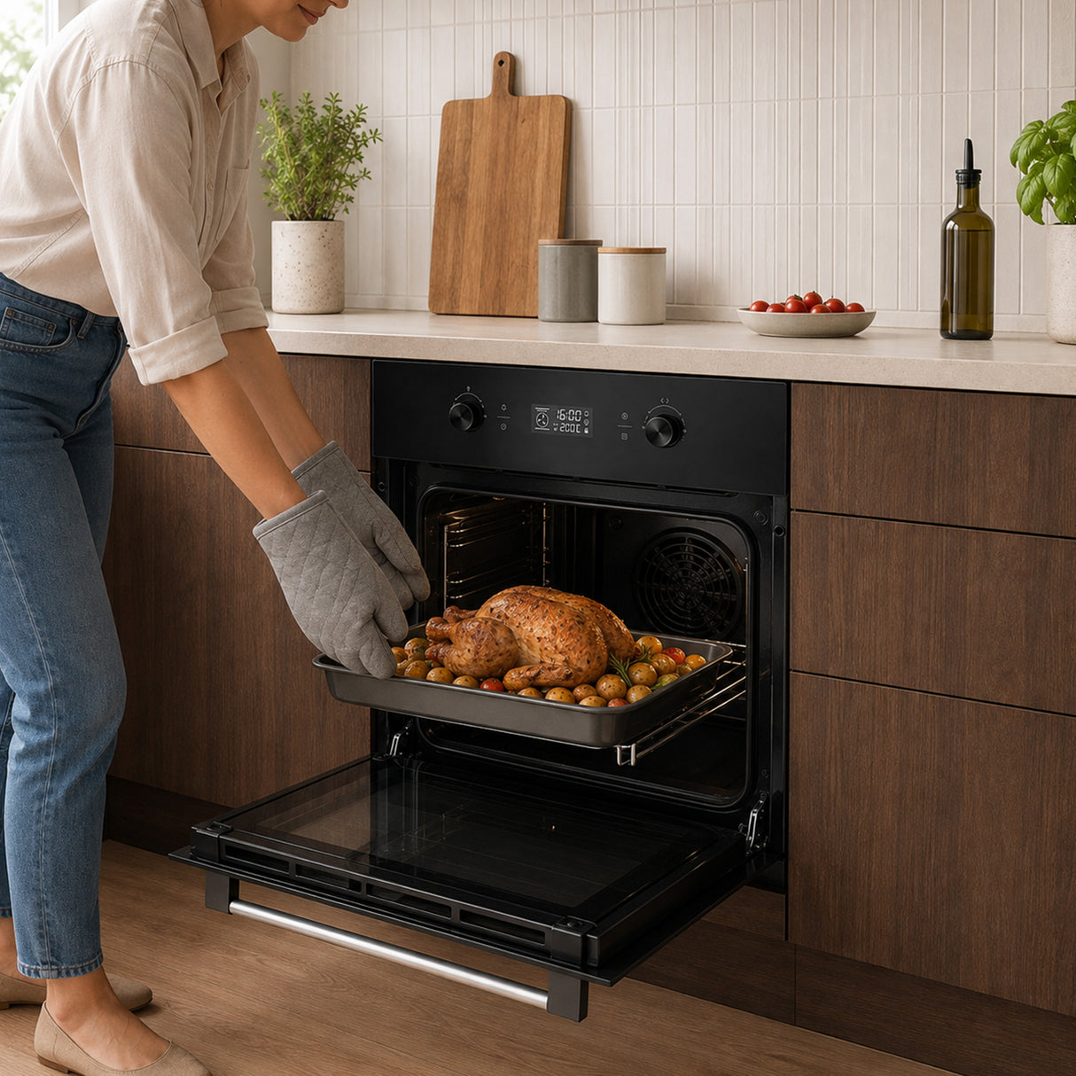 Heinner Einbaubackofen HBO-M7010GCDRP-GBK – 70 L – pyrolytische Selbstreinigung – Heißluft, Grill, Fermentation – Bild 10
