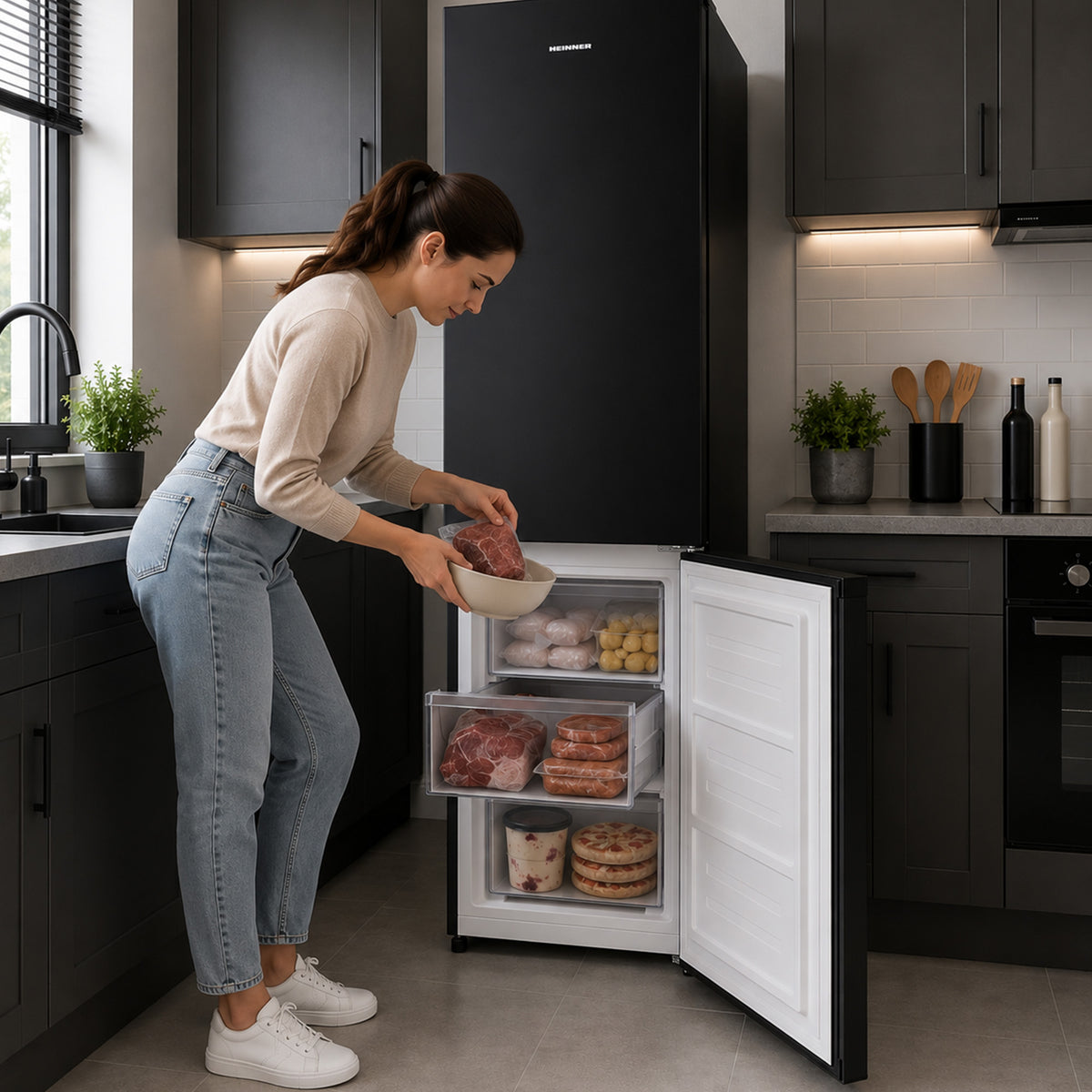 Heinner Kühl-Gefrierkombination HCNF-HM253INVBKE – Full No Frost – Inverter Kompressor – Schwarz – Bild 10